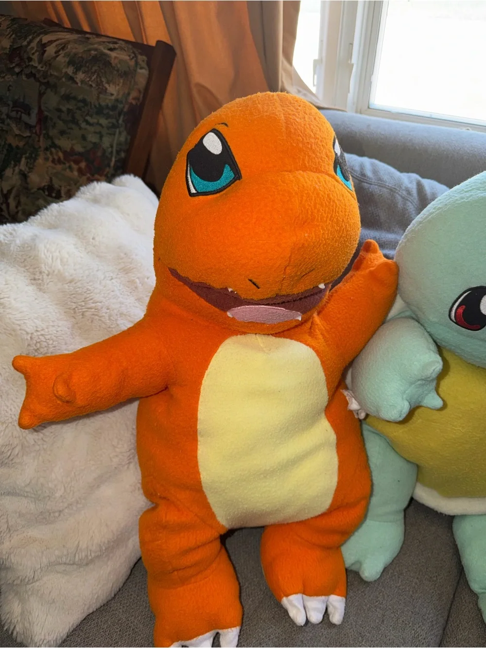 VTG 1990s Pokemon Plush SQUIRTLE  & Charmander Body Pillow Pal Cushion Cuddle